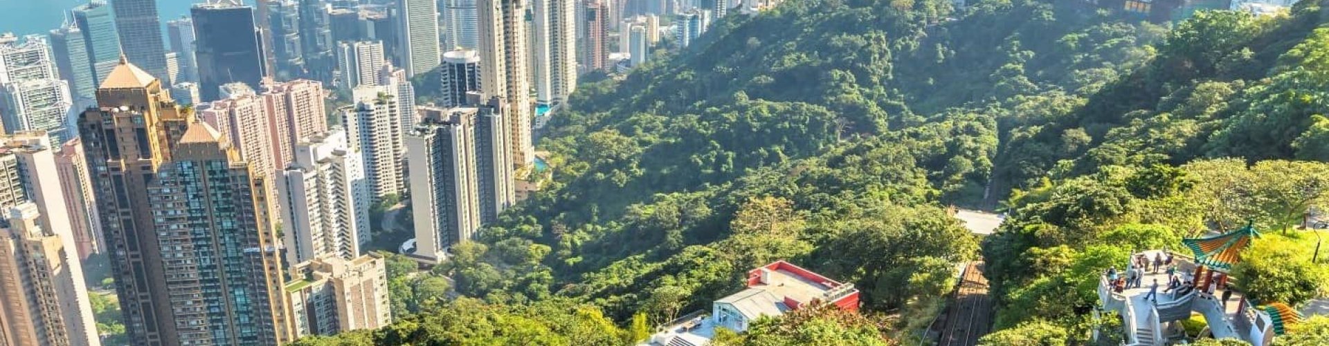 Hong Kong nightlife panoramic view at night