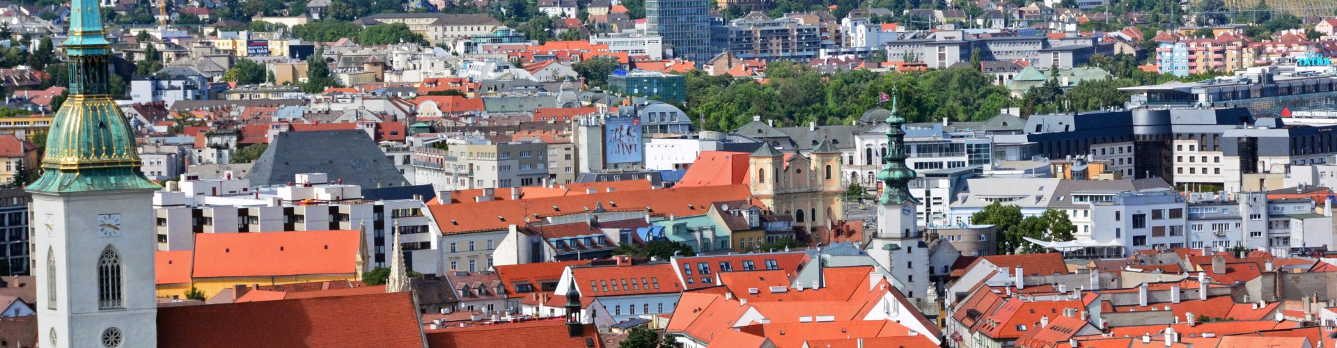 Bratislava night skyline with nightlife lights