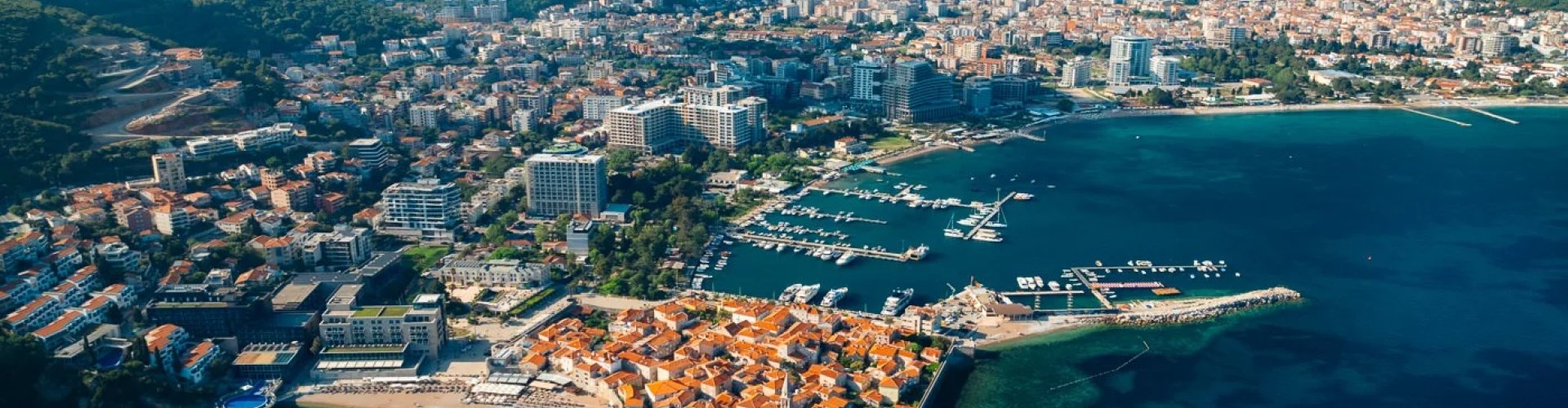 Budva nightlife cityscape at night
