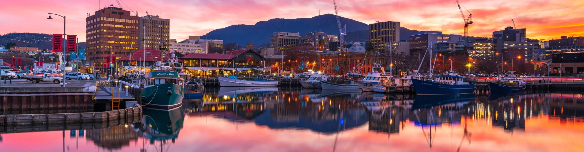 Hobart waterfront at night